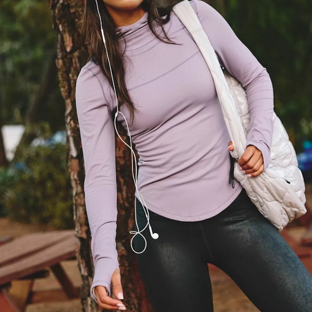 Free People Long Sleeve Mock Neck Top in Lavender